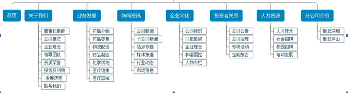 醫(yī)藥公司網(wǎng)站欄目架構(gòu)